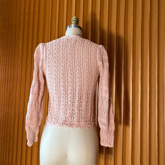 Ballet Pink Crochet Cardigan – Effortless Femininity - Picture 2 of 2